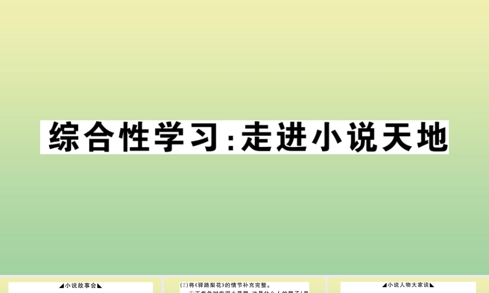 九年级语文上册 第四单元 综合性学习：走进小说天地作业课件 新人教版 课件