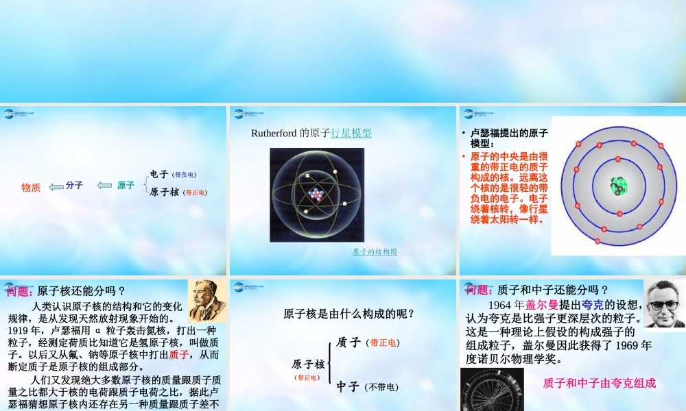 八年级物理下册 7.3 探索更小的微粒课件 苏科版 课件