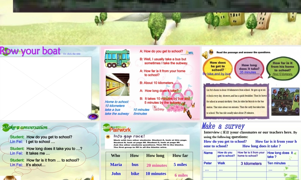 八年级英语上册 Uuit4 How do you get to school课件 人教新目标版 课件