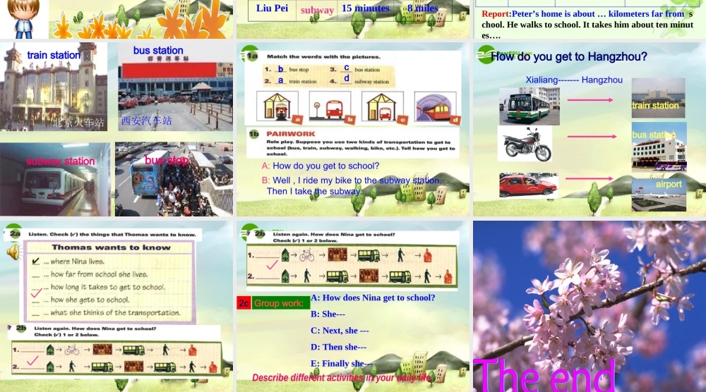 八年级英语上册 Uuit4 How do you get to school课件 人教新目标版 课件