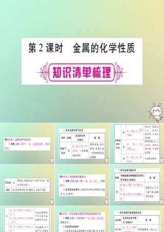 中考化学准点备考复习 第一部分 教材系统复习 第8讲 金属和金属材料 第2课时 金属的化学性质课件 新人教版 课件