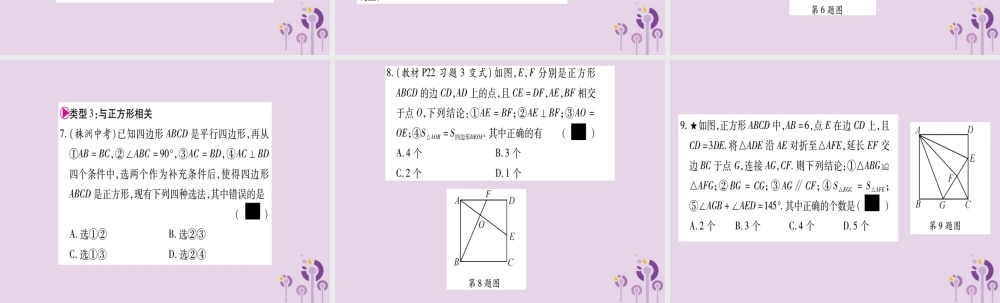 九年级数学上册 第一章 特殊平行四边形 小专题(3)特殊平行四边形中的多结论选择作业课件 (新版)北师大版 课件