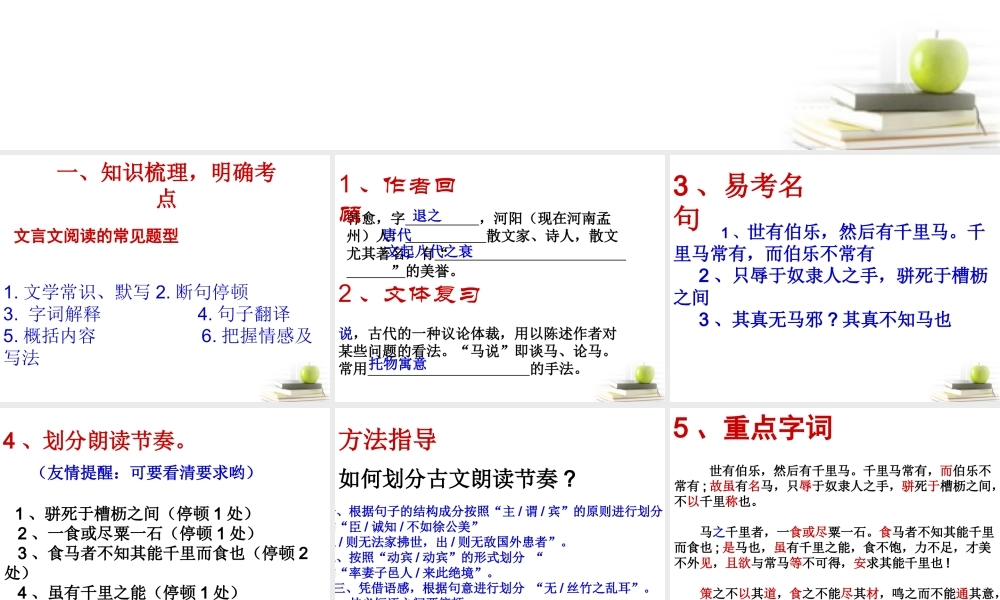 八年级语文下册 课堂教学资料第4课(马说)课件 苏教版 课件