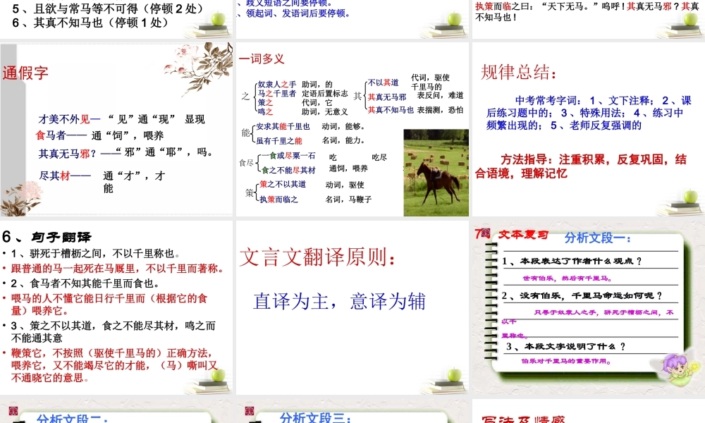 八年级语文下册 课堂教学资料第4课(马说)课件 苏教版 课件