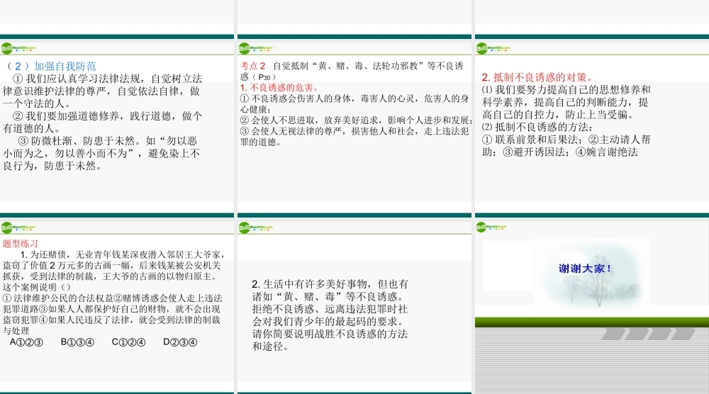 九年级政治 第一课 远离违法犯罪 课件 人教新课标版 课件
