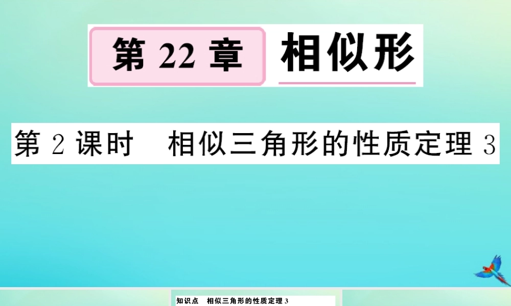 九年级数学上册 第22章 相似形 223 相似三角形的性质 第2课时 相似三角形的性质定理3作业课件 (新版)沪科版 课件