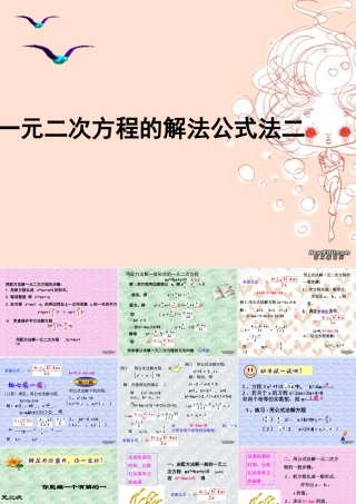 九年级数学一元二次方程的解法-公式法二 新课标 人教版 课件