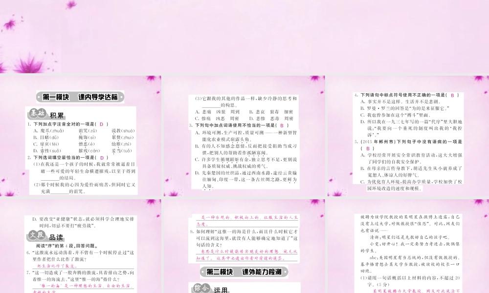 九年级语文下册 9(家)的序和跋课件 语文版 课件