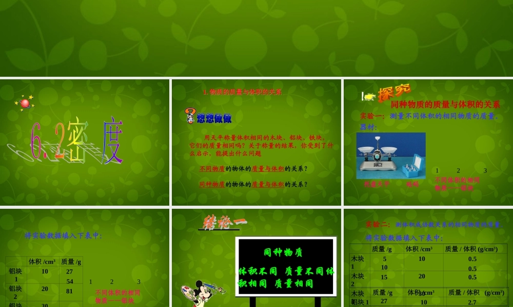 八年级物理上册(6.2 密度)课件 (新版)新人教版 课件