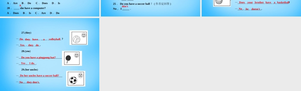 七年级英语上册 Unit 5 Do you have a soccer ball？(第一课时)Section A(1a 1c)课件 (新版)人教新目标版 课件