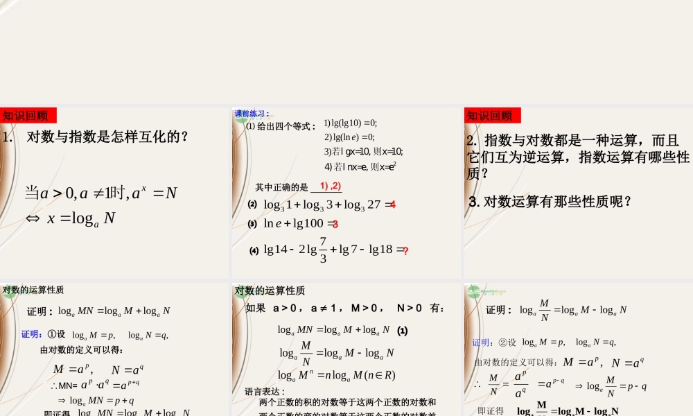 山东省冠县一中高一数学 221对数与对数运算课件