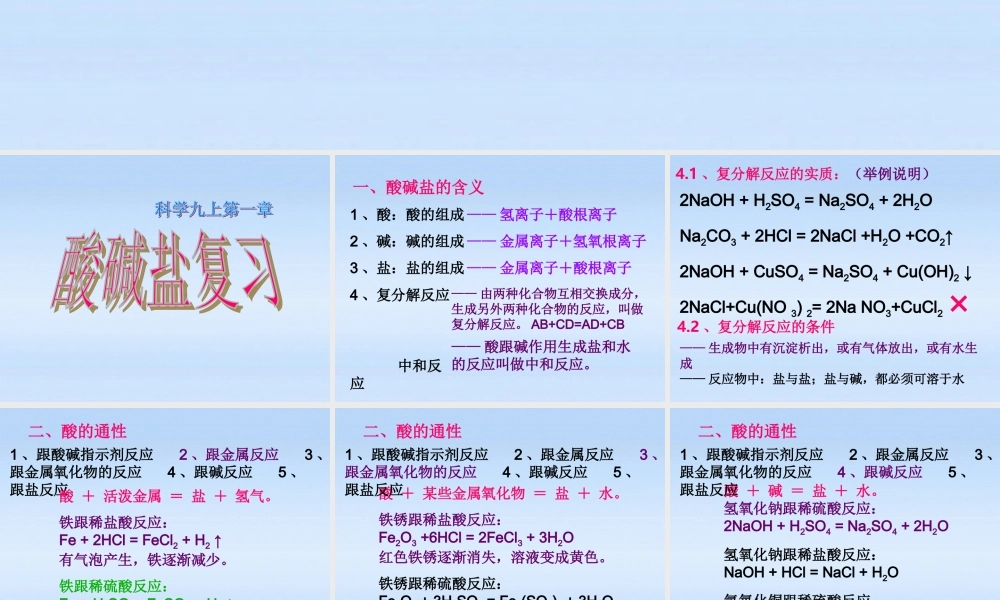 九年级科学上册 复习课件 华东师大版 课件