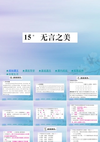 九年级语文下册 第四单元 15(无言之美)巩固练习课件 新人教版 课件