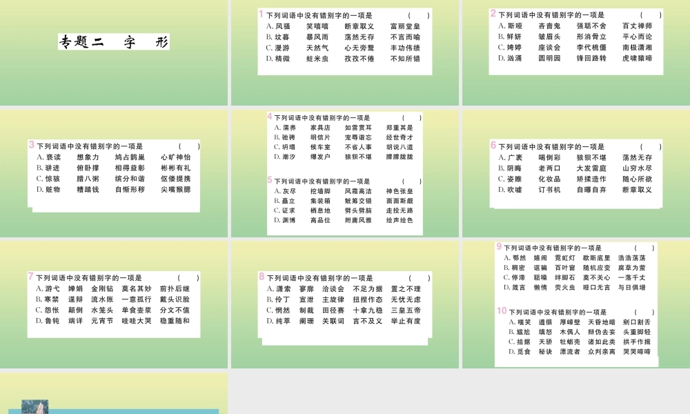 九年级语文上册 专题二 字形作业课件 新人教版 课件