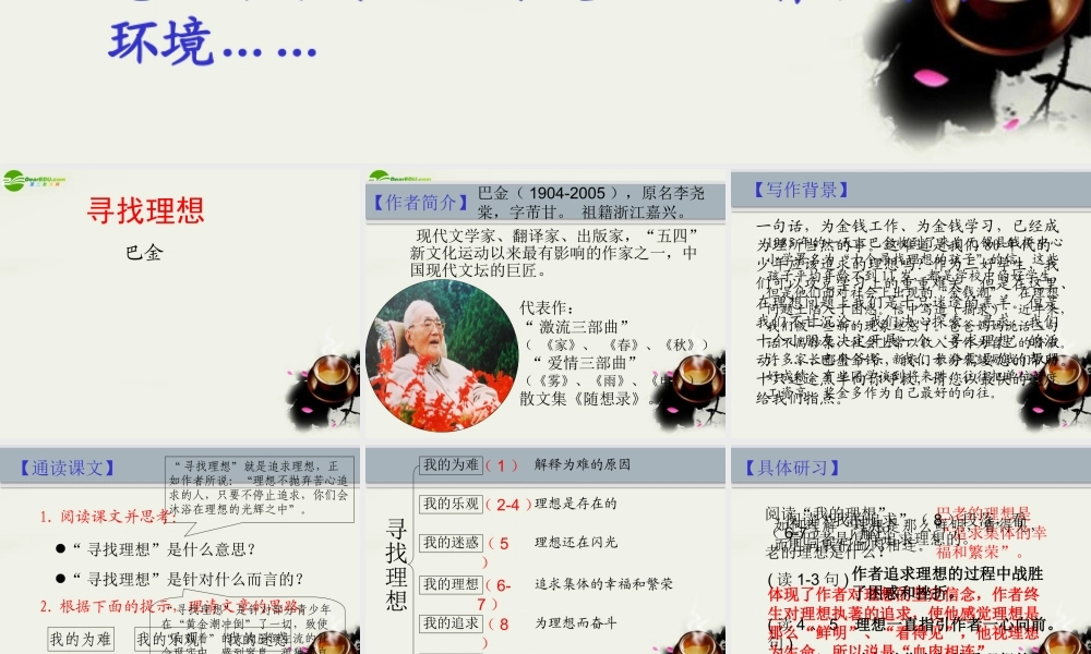 八年级语文下册(寻找理想)课件 鄂教版 课件