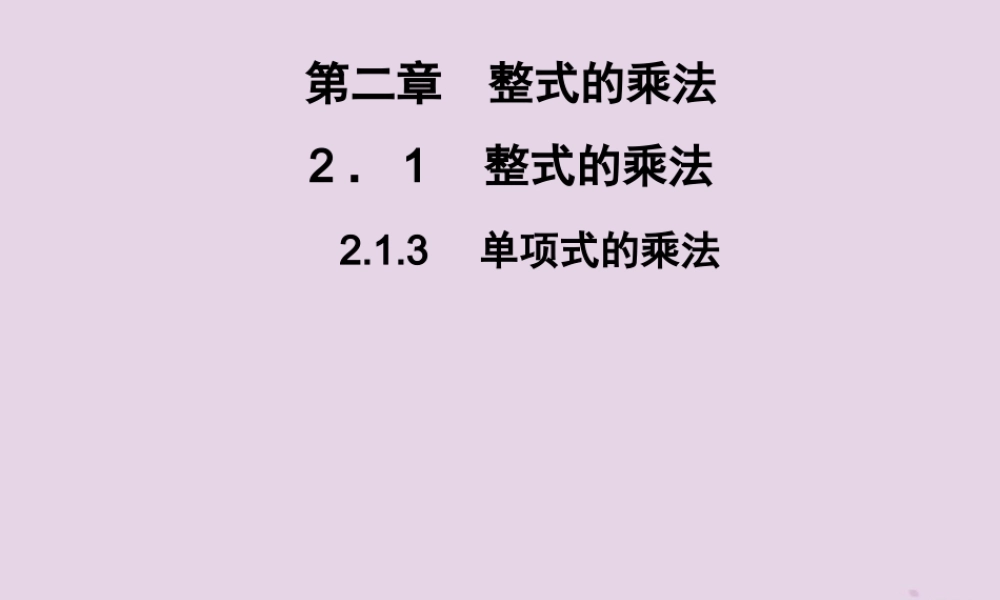 七年级数学下册 第2章(整式的乘法)2.1 整式的乘法 2.1.3 单项式的乘法习题课件 (新版)湘教版 课件