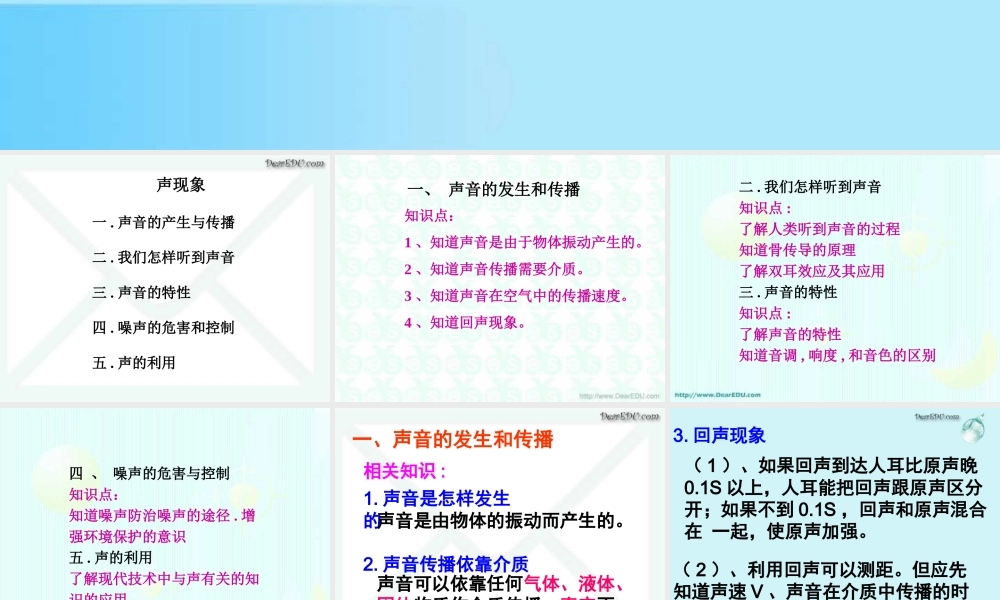 人教版初三物理复习课件 声现象复习 课件