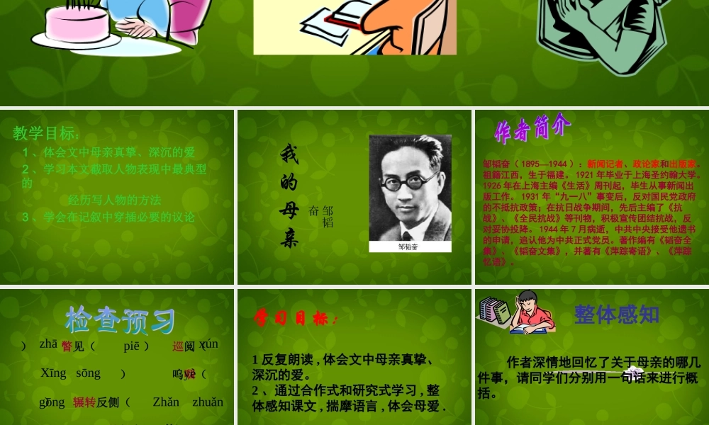 八年级语文上册 14 我的母亲课件2 苏教版 课件