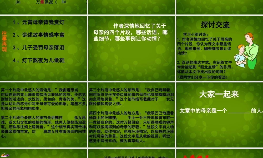 八年级语文上册 14 我的母亲课件2 苏教版 课件