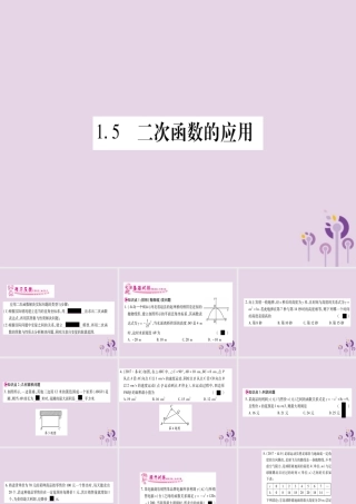 九年级数学下册 第1章 二次函数 15 二次函数的应用作业课件 (新版)湘教版 课件