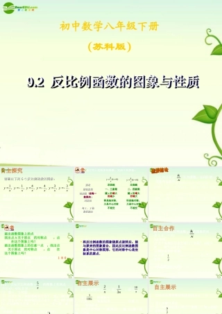 八年级数学下册 9-2反比例函数的图象与性质课件 苏科版 课件