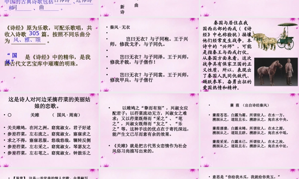 九年级语文下册 诗经基础知识课件 新人教版 课件