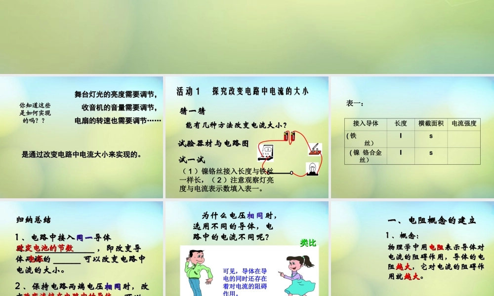 九年级物理上册(141 电阻)课件 (新版)苏科版 课件