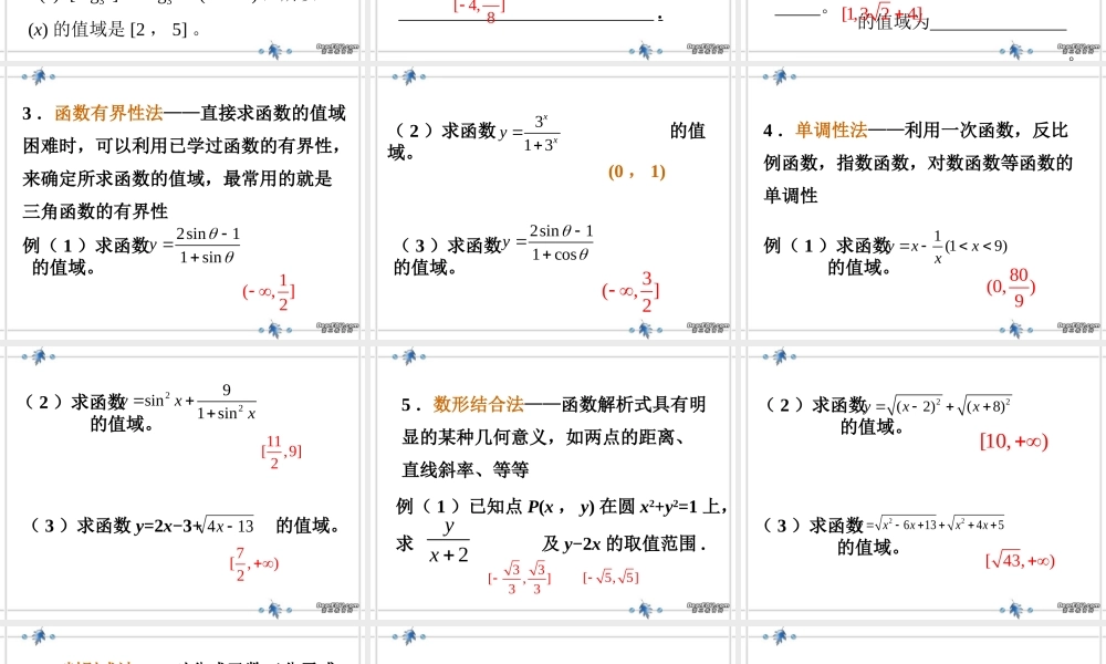 函数的值域与最值高三数学课件 新课标 人教版 课件