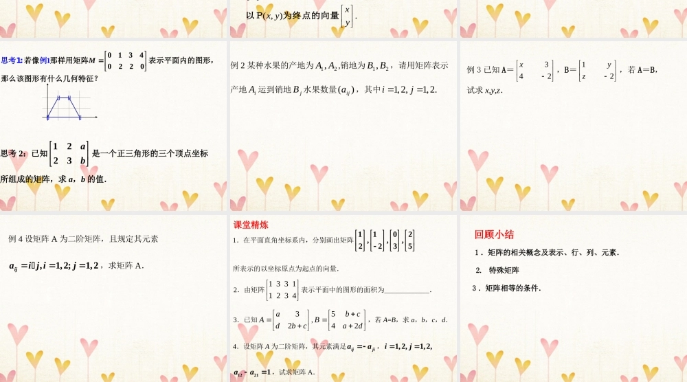 数学 第二讲 变换的复合与二阶矩阵的乘法 一  复合变换与二阶短阵的乘法 2.1.1 矩阵的概念课件 新人教A版选修4 2 课件