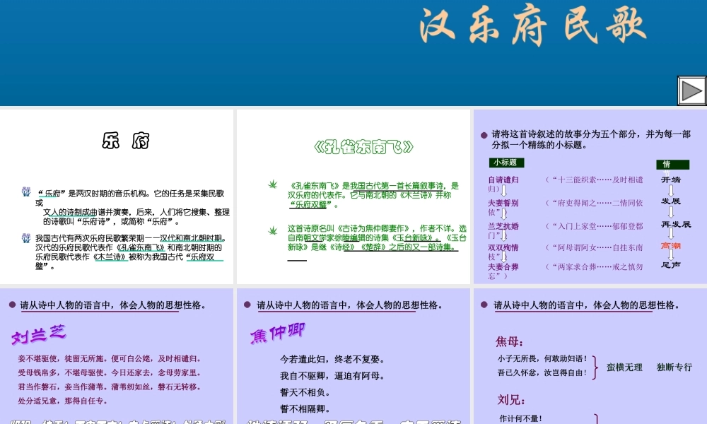 孔雀东南飞 题头 高二语文精品课件大集合5 高二语文精品课件大集合5