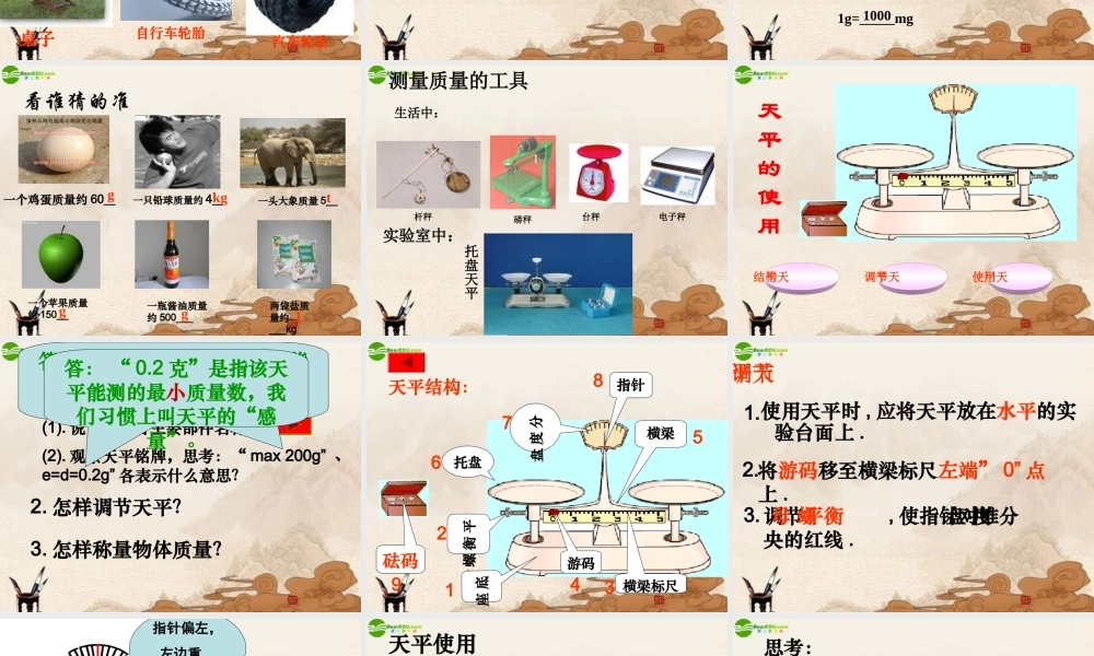 八年级物理上册 物体的质量(2)课件 沪粤版 课件