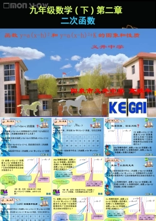 九年级数学下册 y=ax-h2和y=axh2k的图象和性质课件 人教新课标版 课件