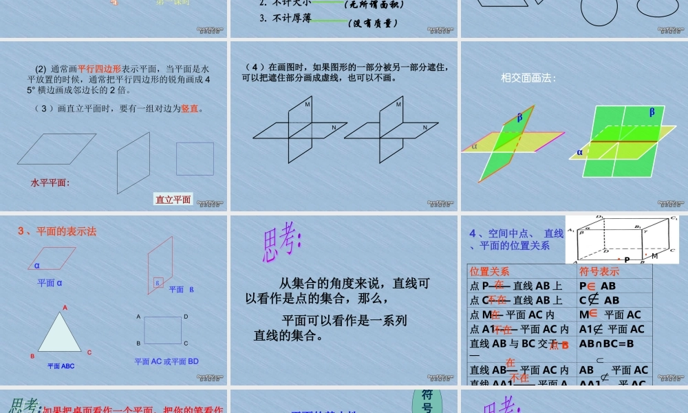 广东省高一数学平面的基本性质课件 新课标 人教A版 必修2 课件