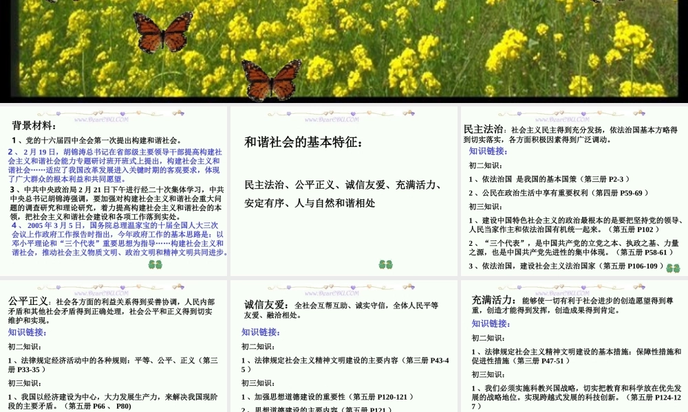 人教版 新课标初三政治建设社会主义和谐社会 课件