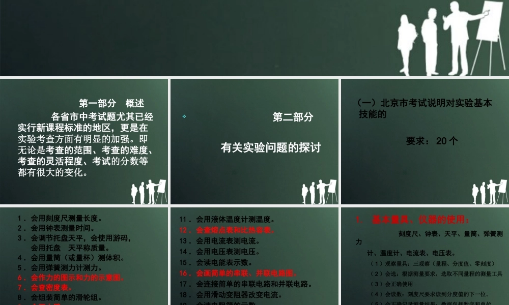 初中物理 实验复习讲稿资料课件 人教新课标版 课件