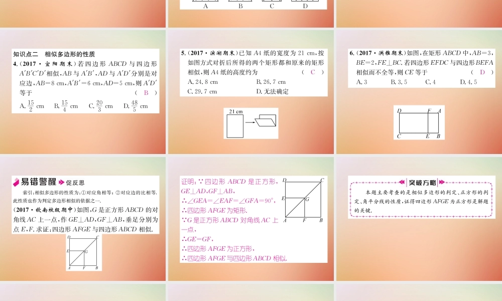 九年级数学上册 第4章 图形的相似 43 相似多边形作业课件 (新版)北师大版 课件