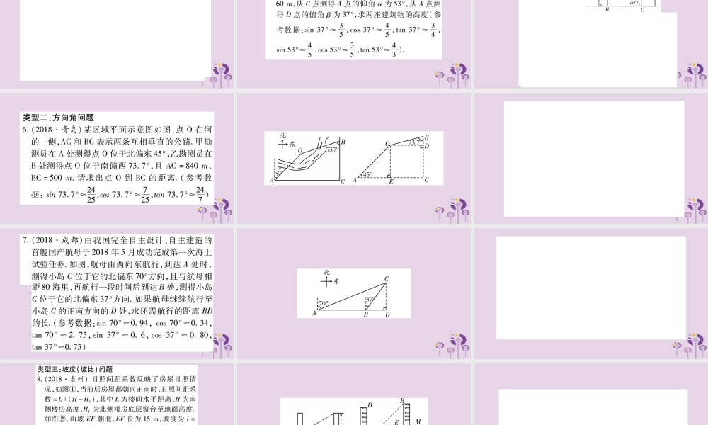 中考数学复习 第二轮 中档题突破 专项突破7 解直角三角形的实际应用习题课件