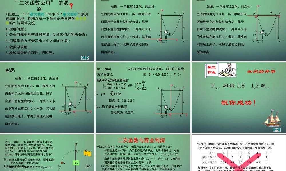 九年级数学上册 22(二次函数)二次函数应用习题课件 (新版)新人教版 课件