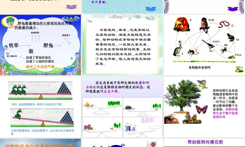 山西地区八年级生物第一节动物在自然界中的作用课件 新课标 人教版 课件