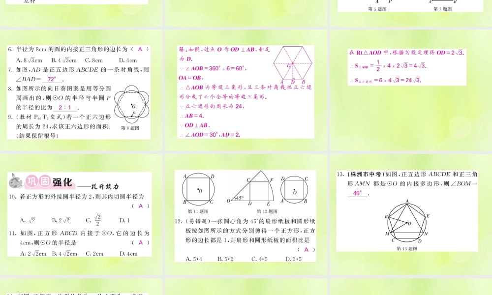 九年级数学下册 第2章 圆 27 正多边形与圆习题课件 (新版)湘教版 课件