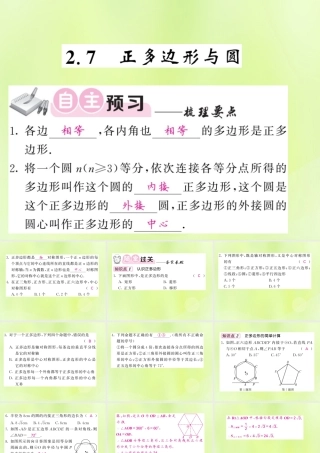 九年级数学下册 第2章 圆 27 正多边形与圆习题课件 (新版)湘教版 课件
