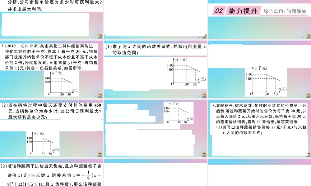 九年级数学上册 第22章(二次函数)223 实际问题与二次函数 第2课时 商品利润最大问题作业课件 (新版)新人教版 课件