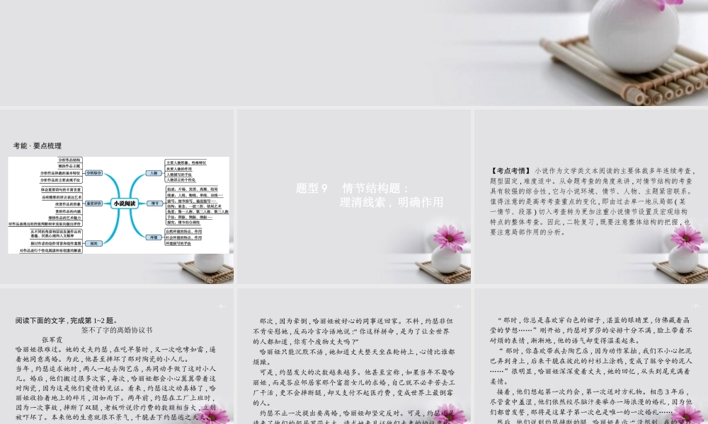 云南省高考语文二轮复习9小说阅读课件