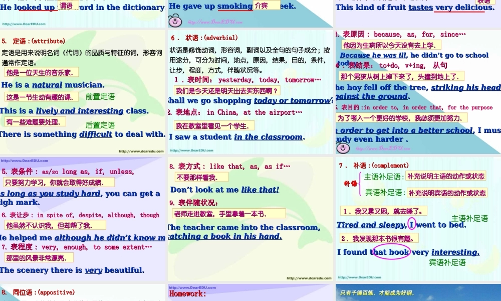 广东省高考英语专题复习重要语法句子成分 新课标 人教版 试题