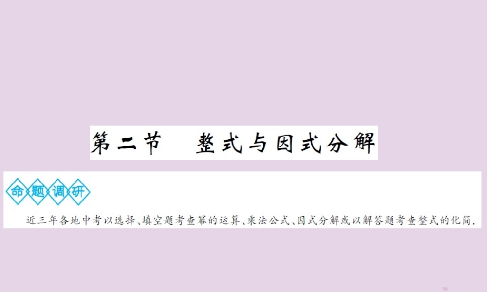 中考数学总复习 第一章 第二节 整式与因式分解课件