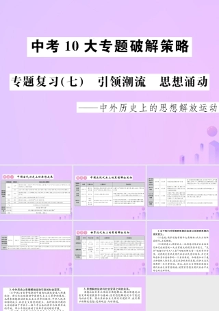 中考历史 中考十大专题破解策略 专题复习(七)引领潮流 思想涌动—中外历史上的思想解放运动课件