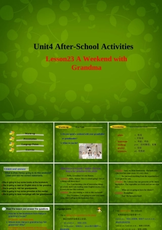 七年级英语下册 Unit 4 After School Activities Lesson 23 A Weekend with Grandma课件 (新版)冀教版 课件