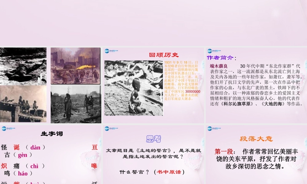 中学七年级语文下册 9(土地的誓言)课件2 新人教版 课件