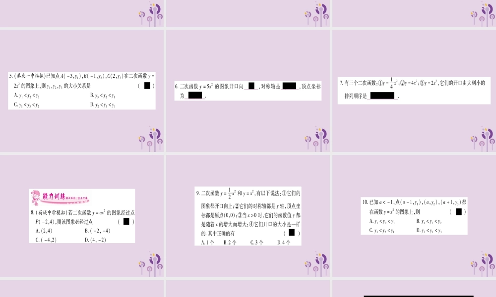 九年级数学下册 第1章 二次函数 12 二次函数的图象与性质 第1课时 作业课件 (新版)湘教版 课件