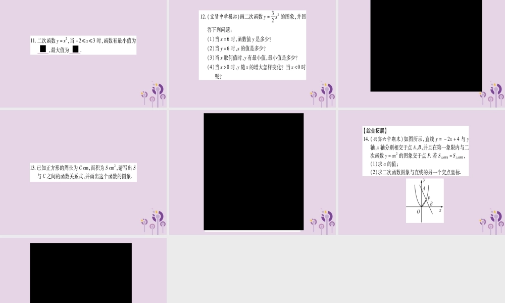 九年级数学下册 第1章 二次函数 12 二次函数的图象与性质 第1课时 作业课件 (新版)湘教版 课件